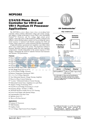 NCP5382 datasheet - 2/3/4/5/6 Phase Buck Controller for VR10 and VR11 Pentium IV Processor Applications