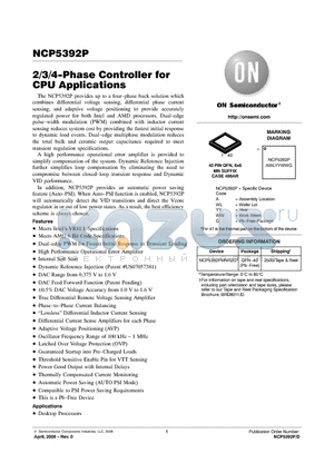 NCP5392P datasheet - 2/3/4-Phase Controller for CPU Applications