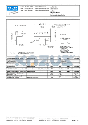 M21P-1_DE datasheet - (deutsch) Magnet