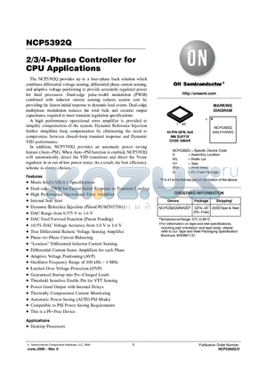 NCP5392Q datasheet - 2/3/4-Phase Controller for CPU Applications
