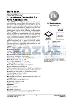 NCP5393A datasheet - 2/3/4-Phase Controller for CPU Applications