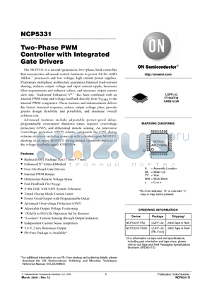 NCP5331FTR2G datasheet - Two-Phase PWM  Controller with Integrated Gate Drivers