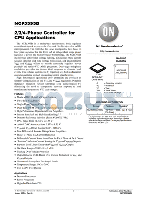 NCP5393B datasheet - 2/3/4-Phase Controller for CPU Applications