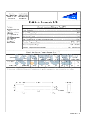 PL44-CDR12 datasheet - Rectangular LED