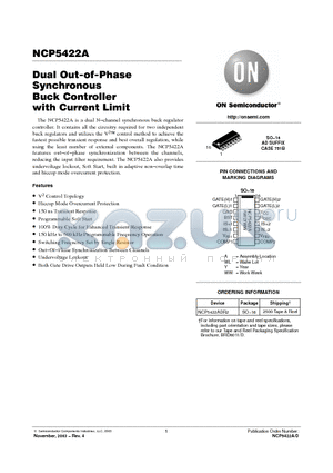 NCP5422A datasheet - Dual Out-of-Phase Synchronous Buck Controller with Current Limit