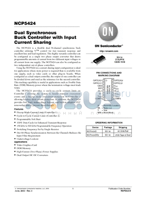 NCP5424DR2 datasheet - Dual Synchronous  Buck Controller with Input Current Sharing
