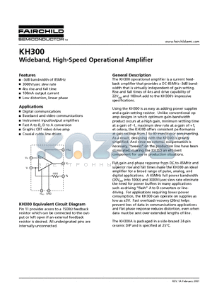 KH300 datasheet - Wideband, High-Speed Operational Amplifier