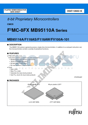 MB95116A datasheet - 8-bit Proprietary Microcontrollers
