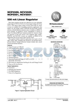 NCP5501DT15RKG datasheet - 500 mA Linear Regulator