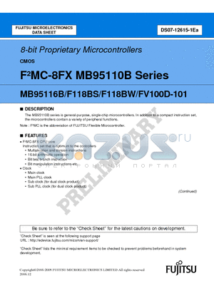 MB95116BPV2 datasheet - 8-bit Proprietary Microcontrollers