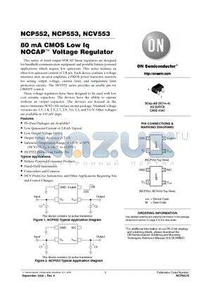 NCP552SQ33T1 datasheet - 80 mA CMOS Low Iq NOCAP Voltage Regulator