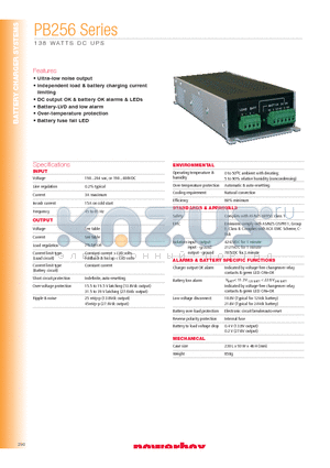 PB256 datasheet - 138 WATTS DC UPS