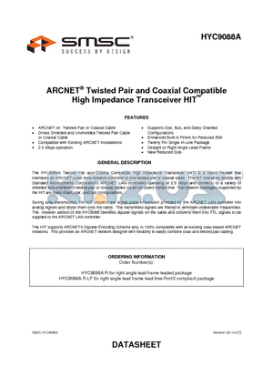 HYC9088A datasheet - ARCNET Twisted Pair and Coaxial Compatible High Impedance Transceiver HIT