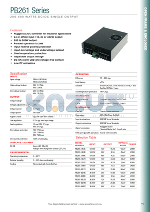 PB261-4848T datasheet - 200-500 WATTS DC/DC SINGLE OUTPUT