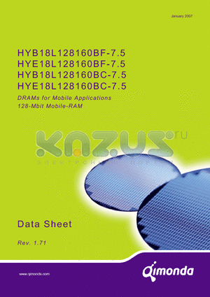 HYE18L128160BF-7.5 datasheet - DRAMs for Mobile Applications 128-Mbit Mobile-RAM