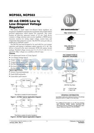 NCP562SQ15T1 datasheet - 80 mA CMOS Low Iq Low-Dropout Voltage Regulator