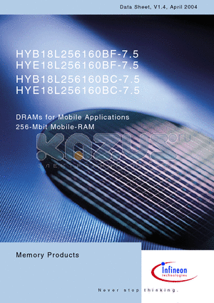 HYE18L256160BF-75 datasheet - DRAMs for Mobile Applications