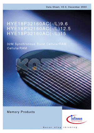 HYE18P32160AC-125 datasheet - 32M Synchronous Burst CellularRAM