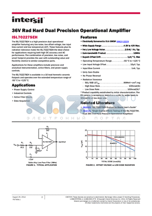 ISL70227SEHX datasheet - 36V Rad Hard Dual Precision Operational Amplifier