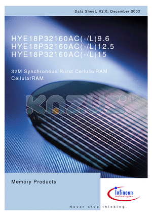 HYE18P32160ACL96 datasheet - 32M Synchronous Burst CellularRAM