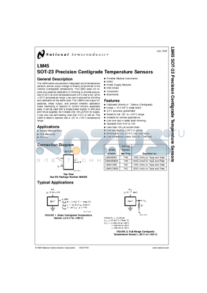 LM45CIM3 datasheet - SOT-23 Precision Centigrade Temperature Sensors