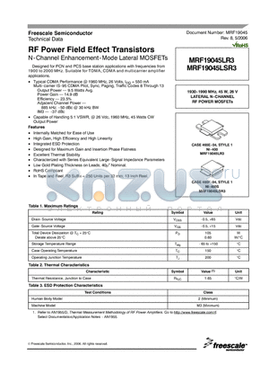 MRF19045LR3_06 datasheet - RF Power Field Effect Transistors N-Channel Enhancement-Mode Lateral MOSFETs