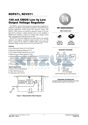 NCP571SN09T1G datasheet - 150 mA CMOS Low Iq Low Output Voltage Regulator