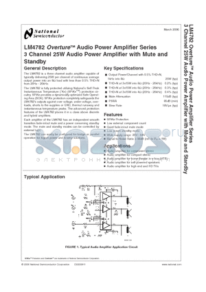 LM4782 datasheet - Overture Audio Power Amplifier Series 3 Channel 25W Audio Power Amplifier with Mute and Standby