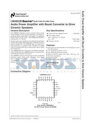 LM4802B datasheet - Audio Power Amplifier with Boost Converter to Drive Ceramic Speakers