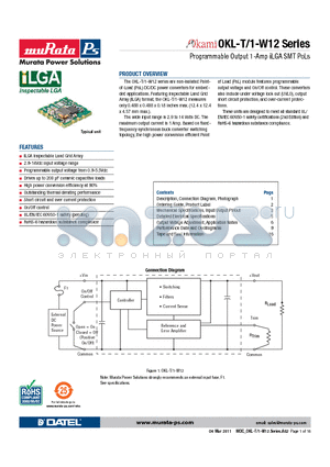 OKL-T/1-W12N-C datasheet - Programmable Output 1-Amp iLGA SMT PoLs