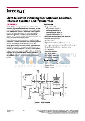 ISL76683AROZ-T7 datasheet - Light-to-Digital Output Sensor