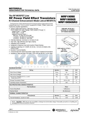 MRF19090S datasheet - RF POWER FIELD EFFECT TRANSISTORS