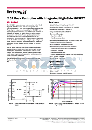 ISL78205 datasheet - 2.5A Buck Controller with Integrated High-Side MOSFET