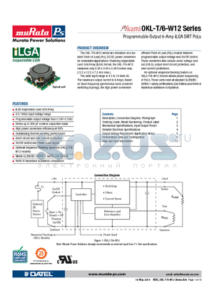 OKL-T6-W12 datasheet - Programmable Output 6-Amp ILGA SMT PoLs