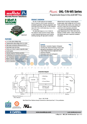 OKL-T/6-W5P-C datasheet - Programmable Output 6-Amp iLGA SMT PoLs