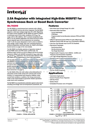 ISL78200AVEZ datasheet - 2.5A Regulator with Integrated High-Side MOSFET for Synchronous Buck or Boost Buck Converter