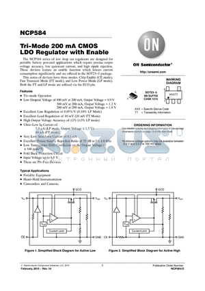 NCP584HSN26T1G datasheet - Tri-Mode 200 mA CMOS LDO Regulator with Enable