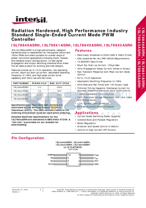 ISL78845ASRH datasheet - Radiation Hardened, High Performance IndustryStandard Single-Ended Current Mode PWM Controller