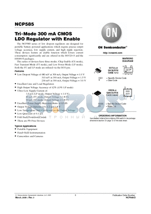 NCP585DSAN12T1G datasheet - Tri-Mode 300 mA CMOS LDO Regulator with Enable