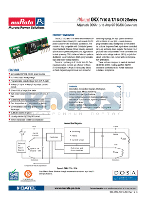 OKX-T/16-D12N-C datasheet - Adjustable DOSA 10/16-Amp SIP DC/DC Converters