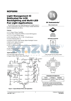 NCP5890MUTXG datasheet - Light Management IC Dedicated for LCD Backlighting and Multi-LED Fun Light Applications