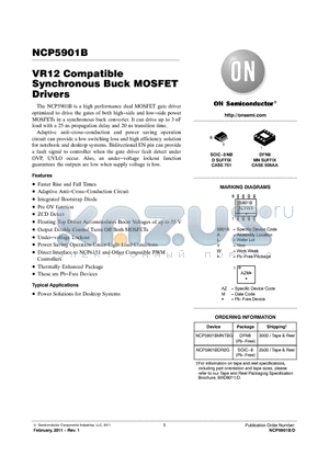 NCP5901BDR2G datasheet - VR12 Compatible Synchronous Buck MOSFET Drivers