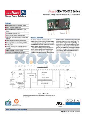 OKX-T5-D12 datasheet - Adjustable 5-Amp SIP Non-Isolated DC/DC Converters