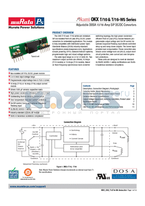 OKX-T10-T16-W5 datasheet - Adjustable DOSA 10/16-Amp SIP DC/DC Converters