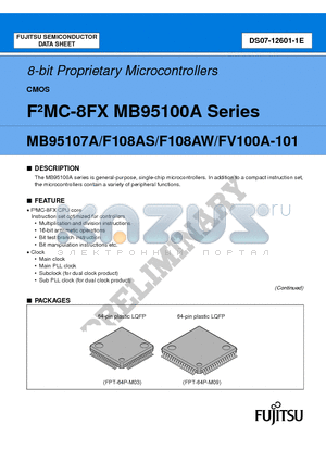 MB95FV100A-101 datasheet - 8-bit Proprietary Microcontrollers