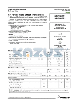 MRF281SR1_06 datasheet - RF Power Field Effect Transistors