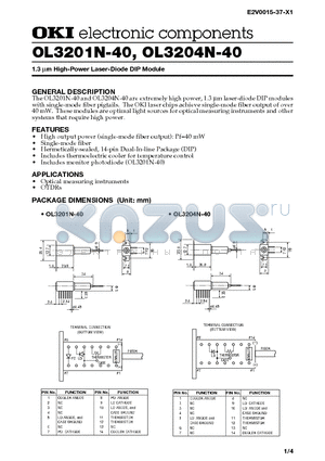 OL3204N-40 datasheet - 1.3 lm High-Power Laser-Diode DIP Module