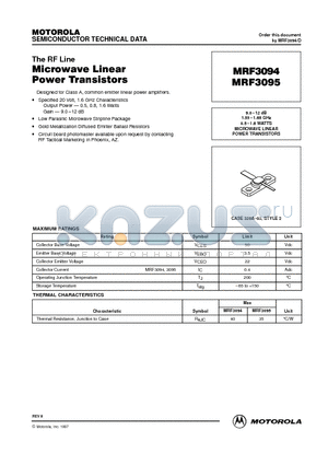 MRF3094 datasheet - MICROWAVE LINEAR POWER TRANSISTORS