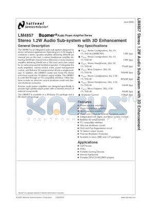 LM4857_05 datasheet - Stereo 1.2W Audio Sub-system with 3D Enhancement