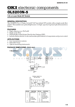 OL5200N-5 datasheet - 1.55 lm Laser Diode DIP Module